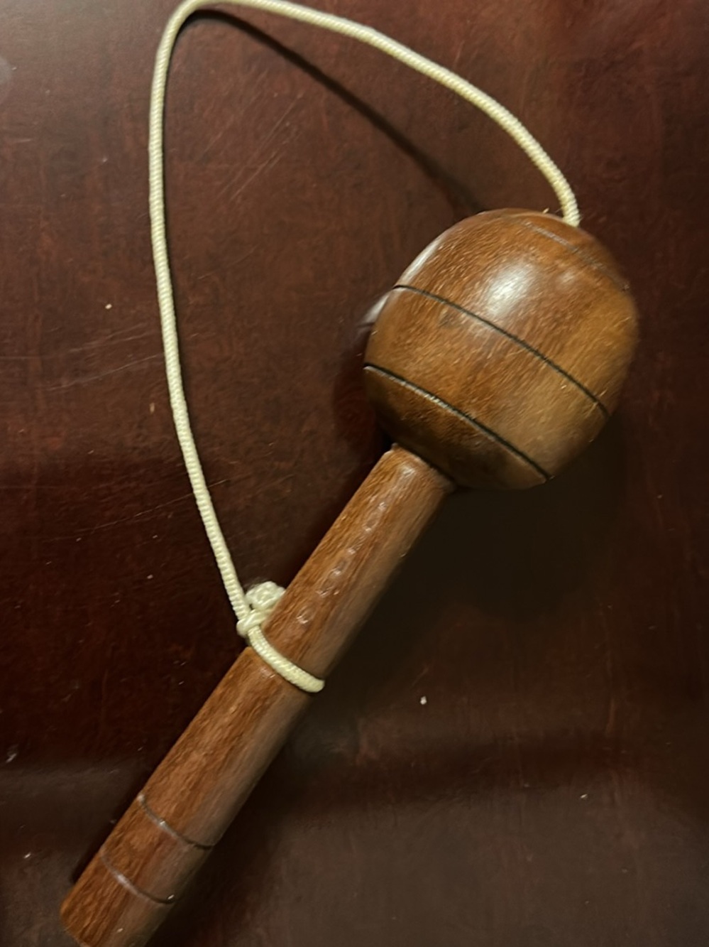 Classic Wooden Kendama-Style Cup-and-Ball Game in Brown